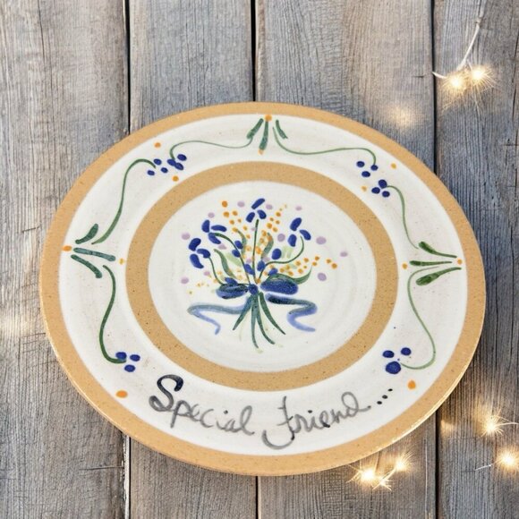 PEDDLERS WAGON Vintage Stoneware Pottery Dish Plate Special Friend Wall Decor - Picture 1 of 12